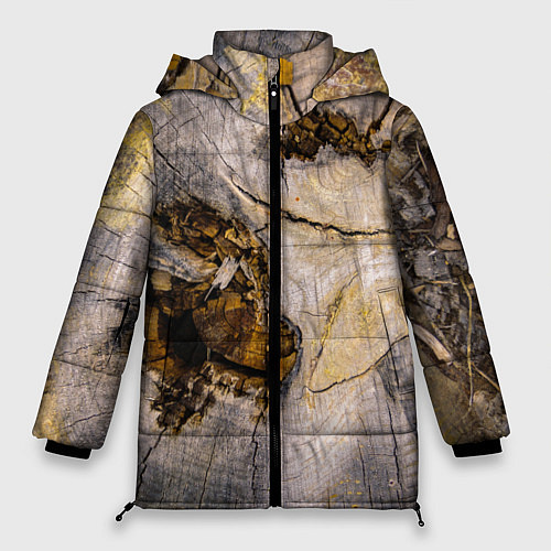 Женская зимняя куртка Текстура пня сосны / 3D-Красный – фото 1