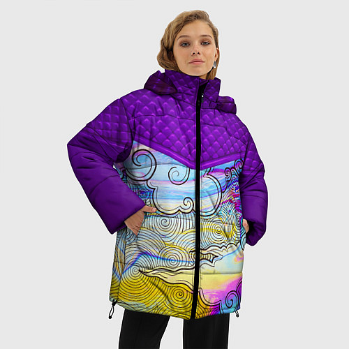 Женская зимняя куртка Облака и спирали / 3D-Черный – фото 3