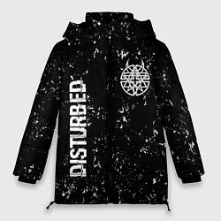 Куртка зимняя женская Disturbed glitch на темном фоне вертикально, цвет: 3D-черный