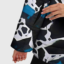 Куртка зимняя женская Кляксы чёрные и синие, цвет: 3D-светло-серый — фото 2