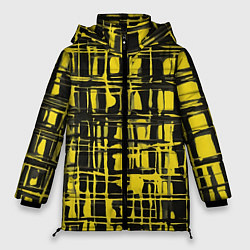 Куртка зимняя женская Смазанная краска чёрная и жёлтая, цвет: 3D-красный