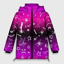 Куртка зимняя женская Тату Лил Пипа на фиолетовом, цвет: 3D-красный