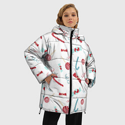 Куртка зимняя женская Новогодние конфетки и подарки, цвет: 3D-красный — фото 2