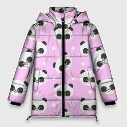 Куртка зимняя женская Милая улыбающаяся панда, цвет: 3D-светло-серый