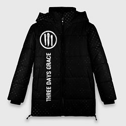 Куртка зимняя женская Three Days Grace glitch на темном фоне по-вертикал, цвет: 3D-черный