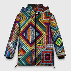 Куртка зимняя женская Этнический узор вышивка, цвет: 3D-красный