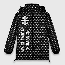 Куртка зимняя женская My Chemical Romance glitch на темном фоне по-верти, цвет: 3D-черный