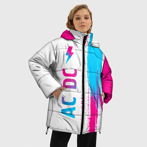 Женская зимняя куртка AC DC neon gradient style по-вертикали / 3D-Черный – фото 3