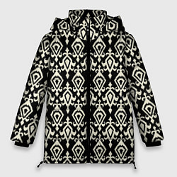 Куртка зимняя женская Черно-белый орнамент, цвет: 3D-черный