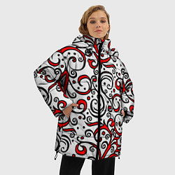 Куртка зимняя женская Красный кружевной узор, цвет: 3D-светло-серый — фото 2