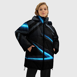 Куртка зимняя женская Черный и синий фон с абстракцией, цвет: 3D-красный — фото 2