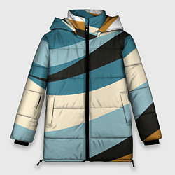 Куртка зимняя женская Полосы ретро цветов, цвет: 3D-черный