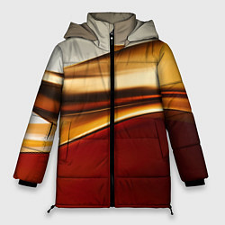 Куртка зимняя женская Бежевые и золотистые волны, цвет: 3D-красный
