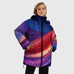 Куртка зимняя женская Абстрактные синие волны, цвет: 3D-светло-серый — фото 2