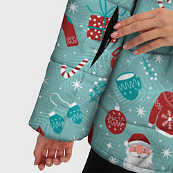 Куртка зимняя женская Праздничный новогодний узор, цвет: 3D-черный — фото 2