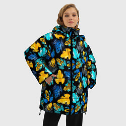Куртка зимняя женская Тропические лягушки, цвет: 3D-светло-серый — фото 2