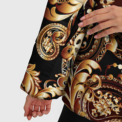 Куртка зимняя женская Пейсли золотые узоры, цвет: 3D-черный — фото 2