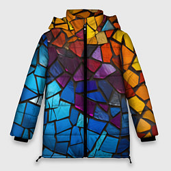 Куртка зимняя женская Мозаика витражная, цвет: 3D-черный