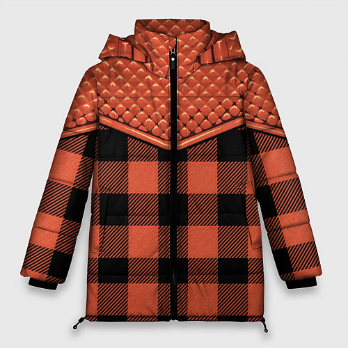 Женская зимняя куртка Стёжка: рыжая клетка / 3D-Красный – фото 1
