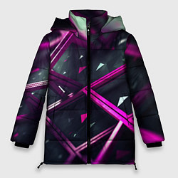 Куртка зимняя женская Фиолетовая абстрактная конструкция, цвет: 3D-светло-серый
