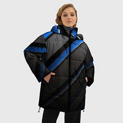 Куртка зимняя женская Black blue lines, цвет: 3D-красный — фото 2