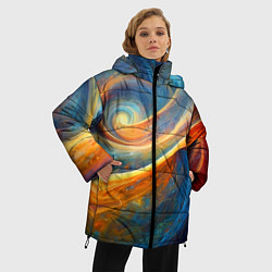 Куртка зимняя женская Космические завихрения, цвет: 3D-красный — фото 2