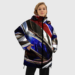Куртка зимняя женская Металлические абстрактные вставки, цвет: 3D-черный — фото 2
