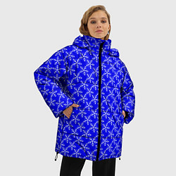 Куртка зимняя женская Паттерн снежинки синий, цвет: 3D-черный — фото 2