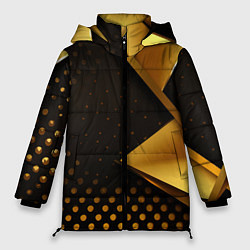 Куртка зимняя женская Золотистая текстура абстракт, цвет: 3D-красный
