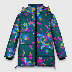 Куртка зимняя женская Абстрактные лепестки, цвет: 3D-черный