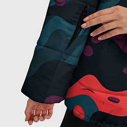 Куртка зимняя женская Яркий кислотный абстрактный камуфляж, цвет: 3D-черный — фото 2