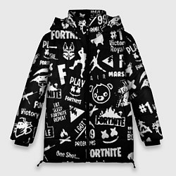 Куртка зимняя женская Fortnite alllogo black, цвет: 3D-черный