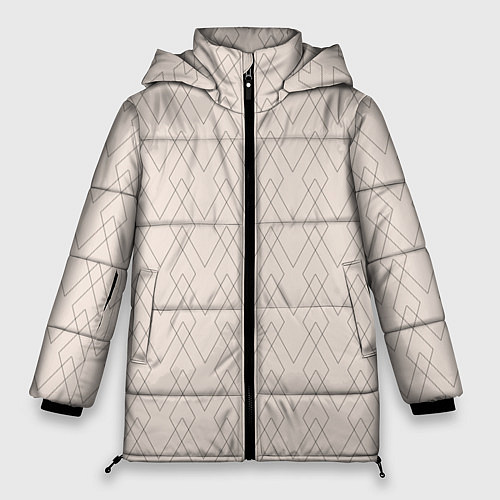 Женская зимняя куртка Бежевый геометричные линии / 3D-Светло-серый – фото 1