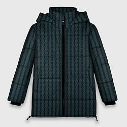 Куртка зимняя женская Полосы цепочки серо-зелёный, цвет: 3D-черный