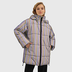Куртка зимняя женская Тонкие полосы бледные цвета, цвет: 3D-красный — фото 2