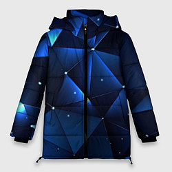 Куртка зимняя женская Синяя геометрическая абстракция, цвет: 3D-черный