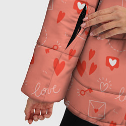 Куртка зимняя женская Love heart message pattern, цвет: 3D-светло-серый — фото 2