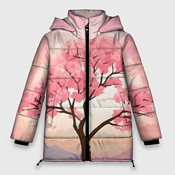 Куртка зимняя женская Вишневое дерево в полном цвету, цвет: 3D-красный