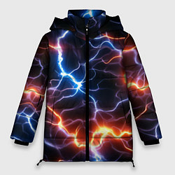 Куртка зимняя женская Красно-синие молнии, цвет: 3D-черный