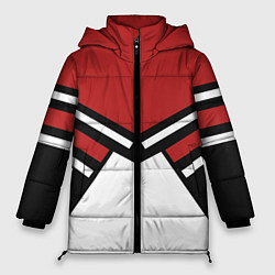 Куртка зимняя женская Советский спорт с полосами, цвет: 3D-красный