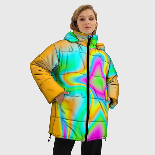 Женская зимняя куртка Цветная карта теплоты / 3D-Черный – фото 3