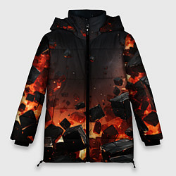 Куртка зимняя женская Взрыв плит и огонь, цвет: 3D-светло-серый