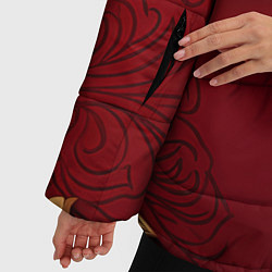 Куртка зимняя женская Узоры золотые на красном фоне, цвет: 3D-светло-серый — фото 2