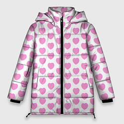 Куртка зимняя женская Нежные розовые сердечки, цвет: 3D-светло-серый