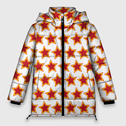 Куртка зимняя женская Красные звезды с контуром, цвет: 3D-черный