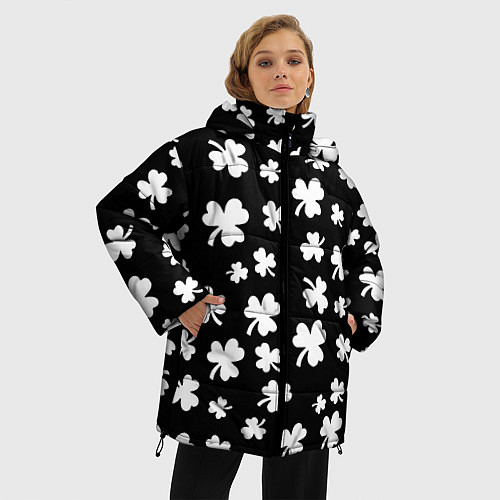 Женская зимняя куртка Black clover pattern anime / 3D-Светло-серый – фото 3