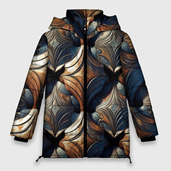 Куртка зимняя женская Деревянные узоры щита, цвет: 3D-светло-серый