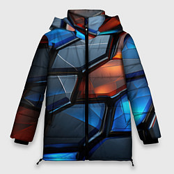 Куртка зимняя женская Прозрачные абстрактные плиты, цвет: 3D-черный