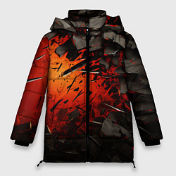 Куртка зимняя женская Черные камни на красном взрыв, цвет: 3D-красный