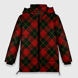 Куртка зимняя женская Красно-зелёный клетчатый, цвет: 3D-черный